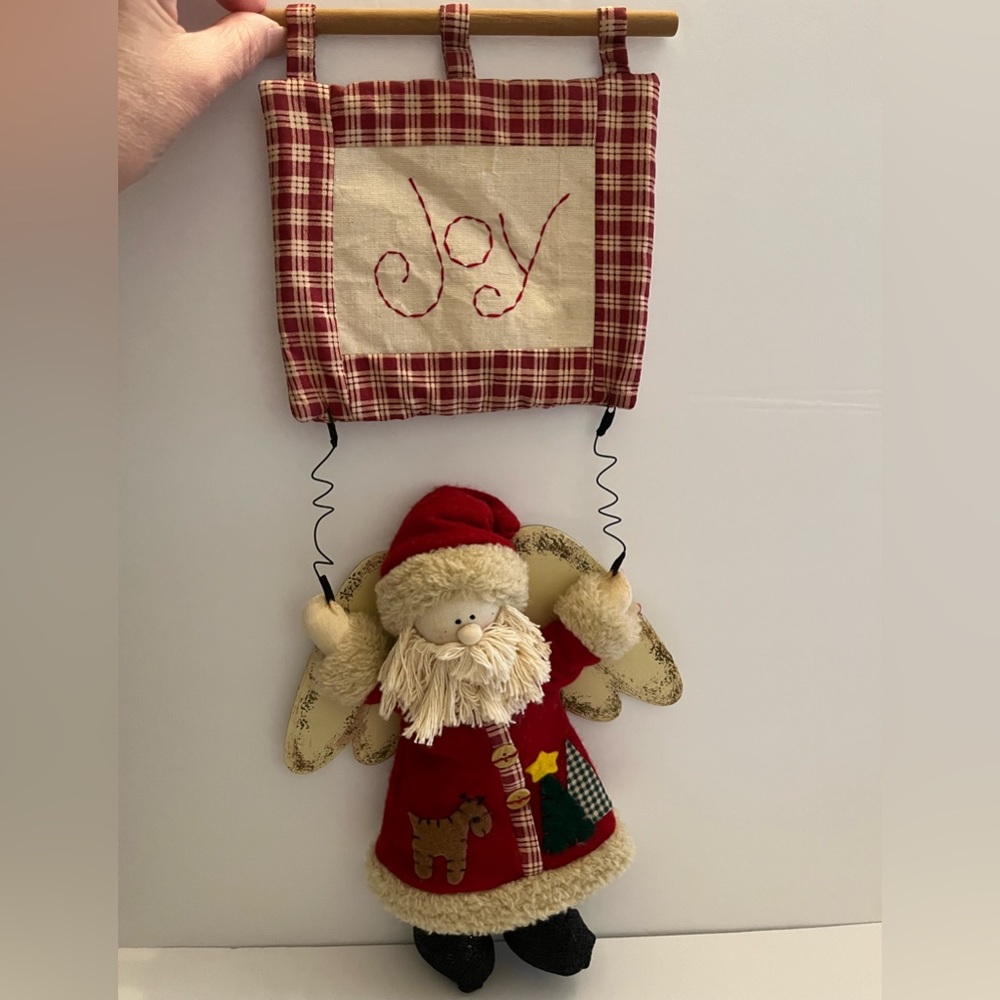 VTG Russ Country Crafted Angel Santa Claus Christmas Wall Decor 18”